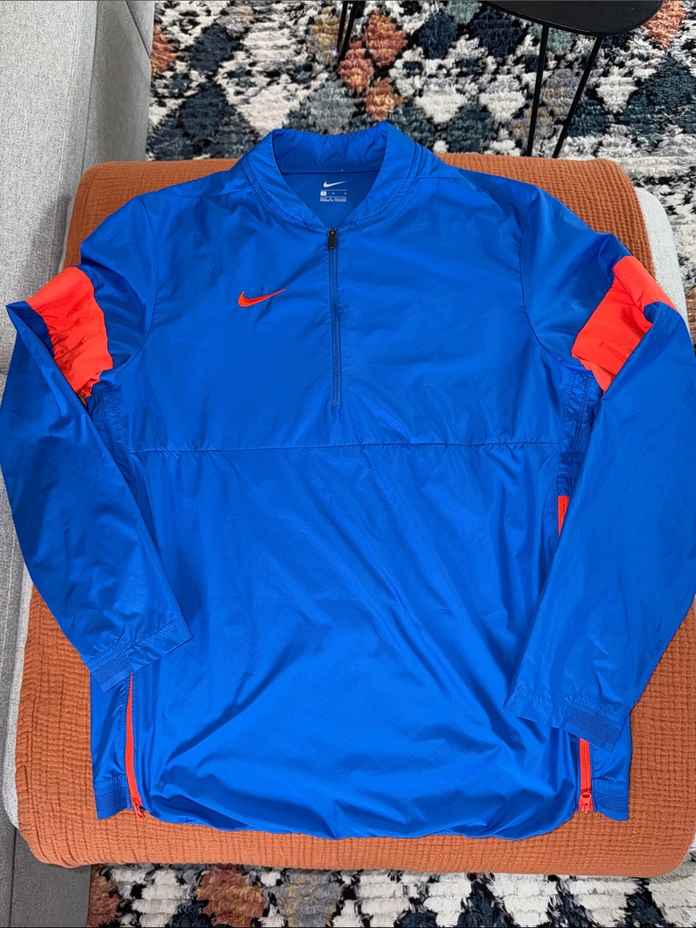Nike Blue Windbreaker with Orange Accents